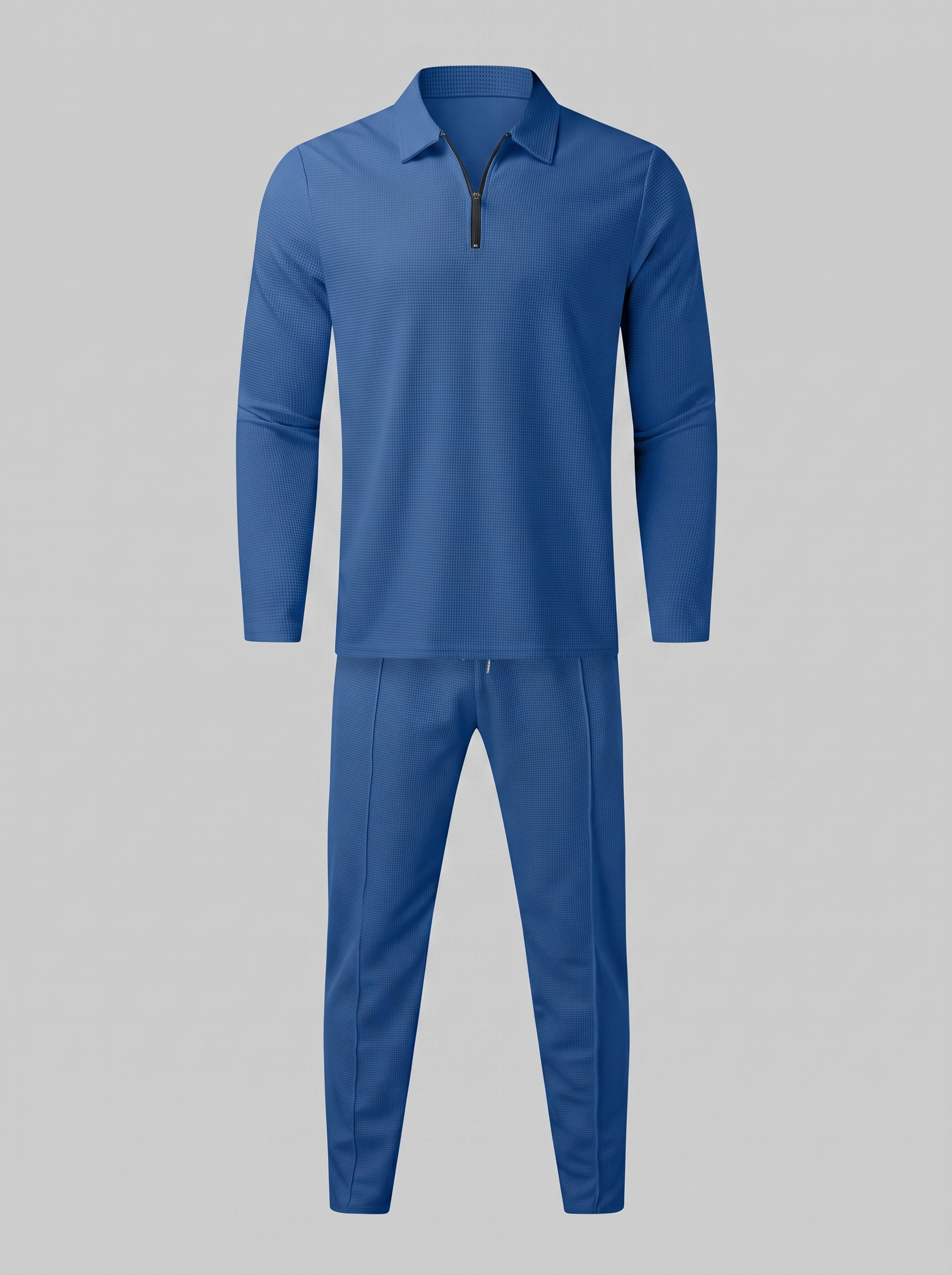 Men's Waffle Knit Quarter-Zip Tracksuit Set
