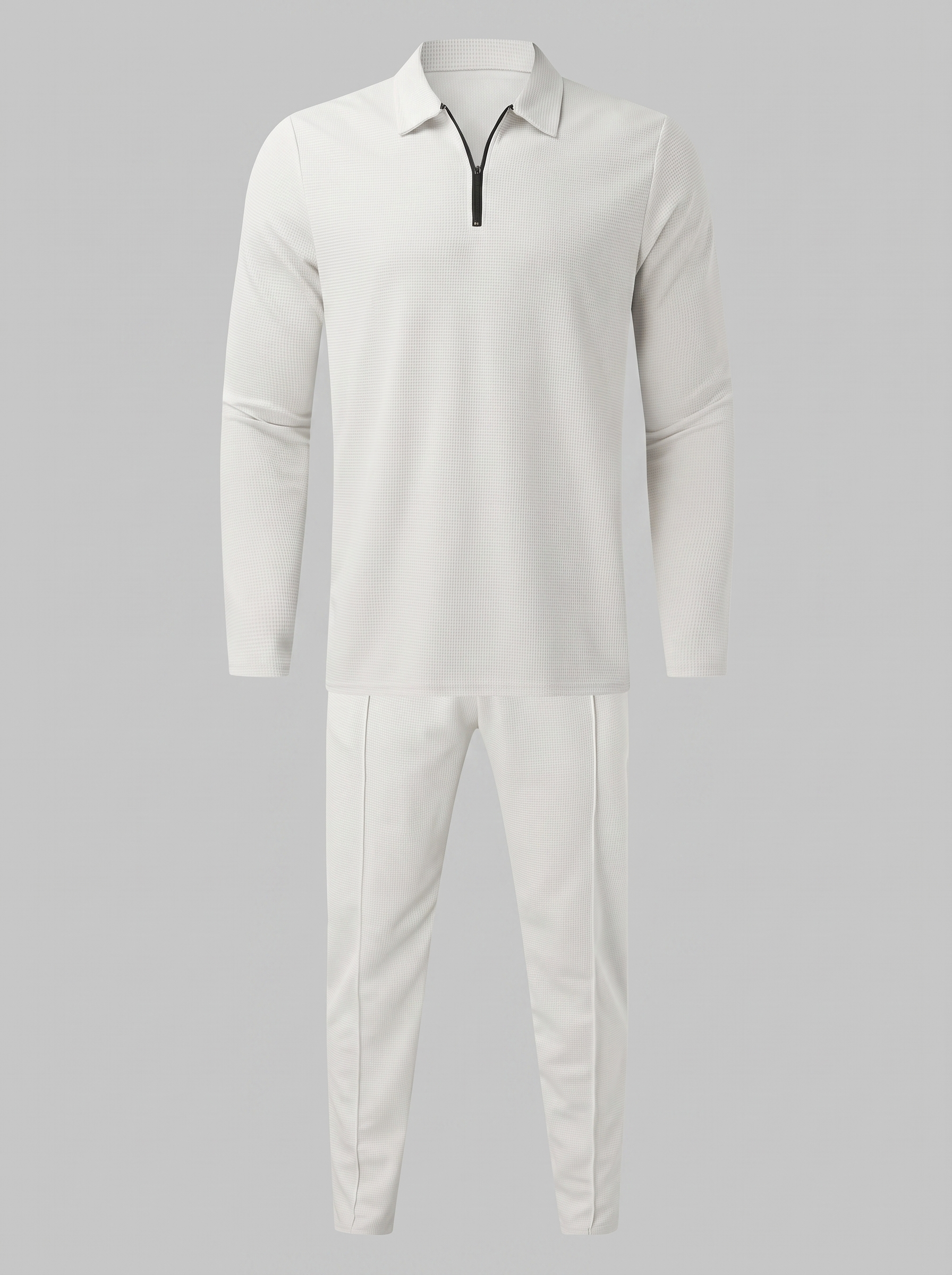 Men's Waffle Knit Quarter-Zip Tracksuit Set