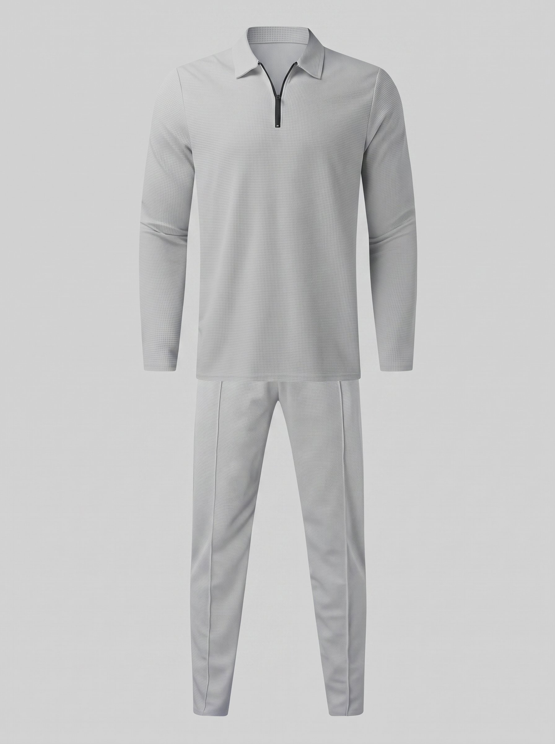 Men's Waffle Knit Quarter-Zip Tracksuit Set
