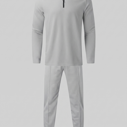 Men's Waffle Knit Quarter-Zip Tracksuit Set