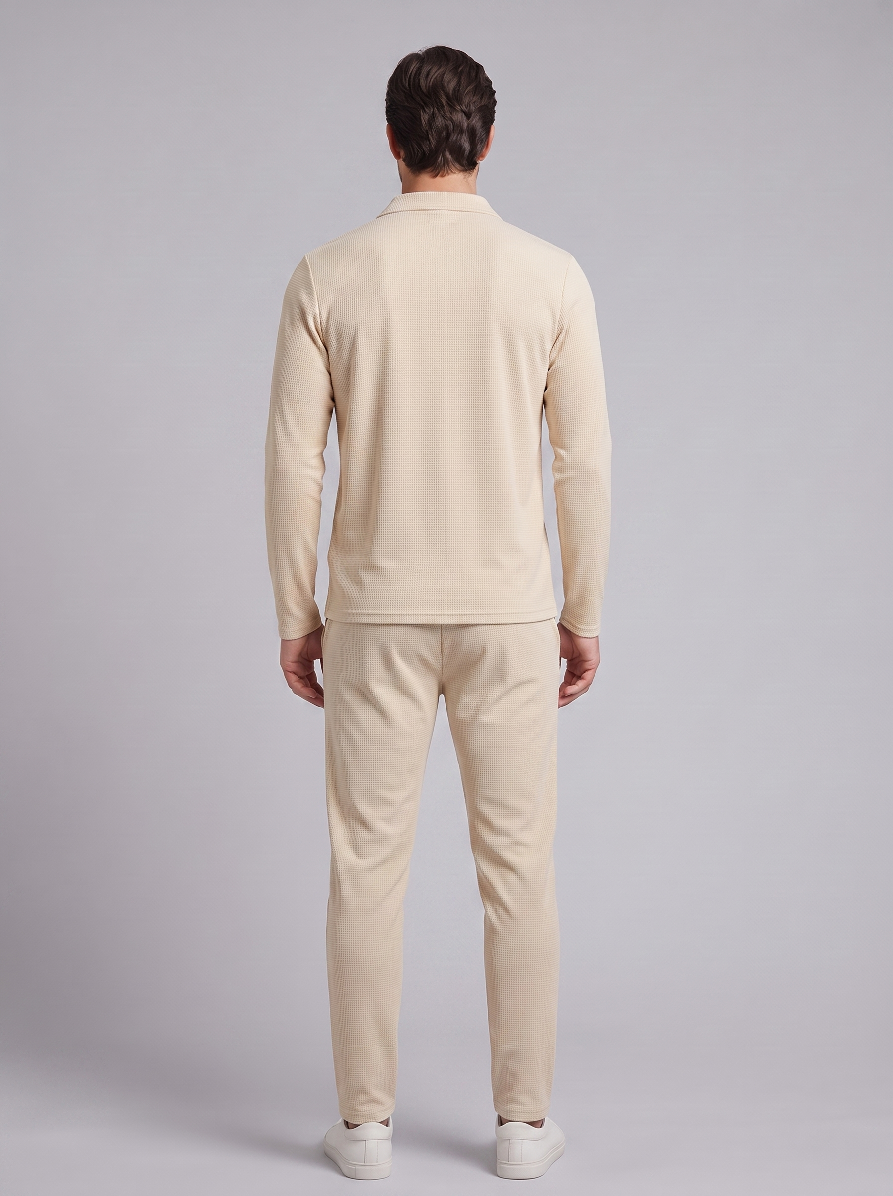 Men's Waffle Knit Quarter-Zip Tracksuit Set