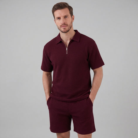 Men's Waffle Knit Short Outfit Summer Set