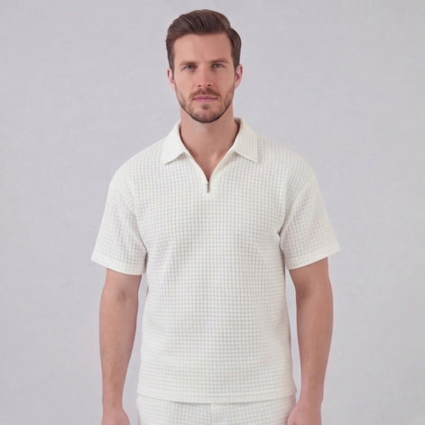 Men's Waffle Knit Short Outfit Summer Set