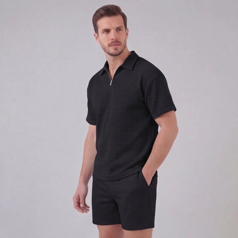 Men's Waffle Knit Short Outfit Summer Set