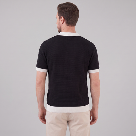 Men's Weave Contrast Trim Polo Shirt