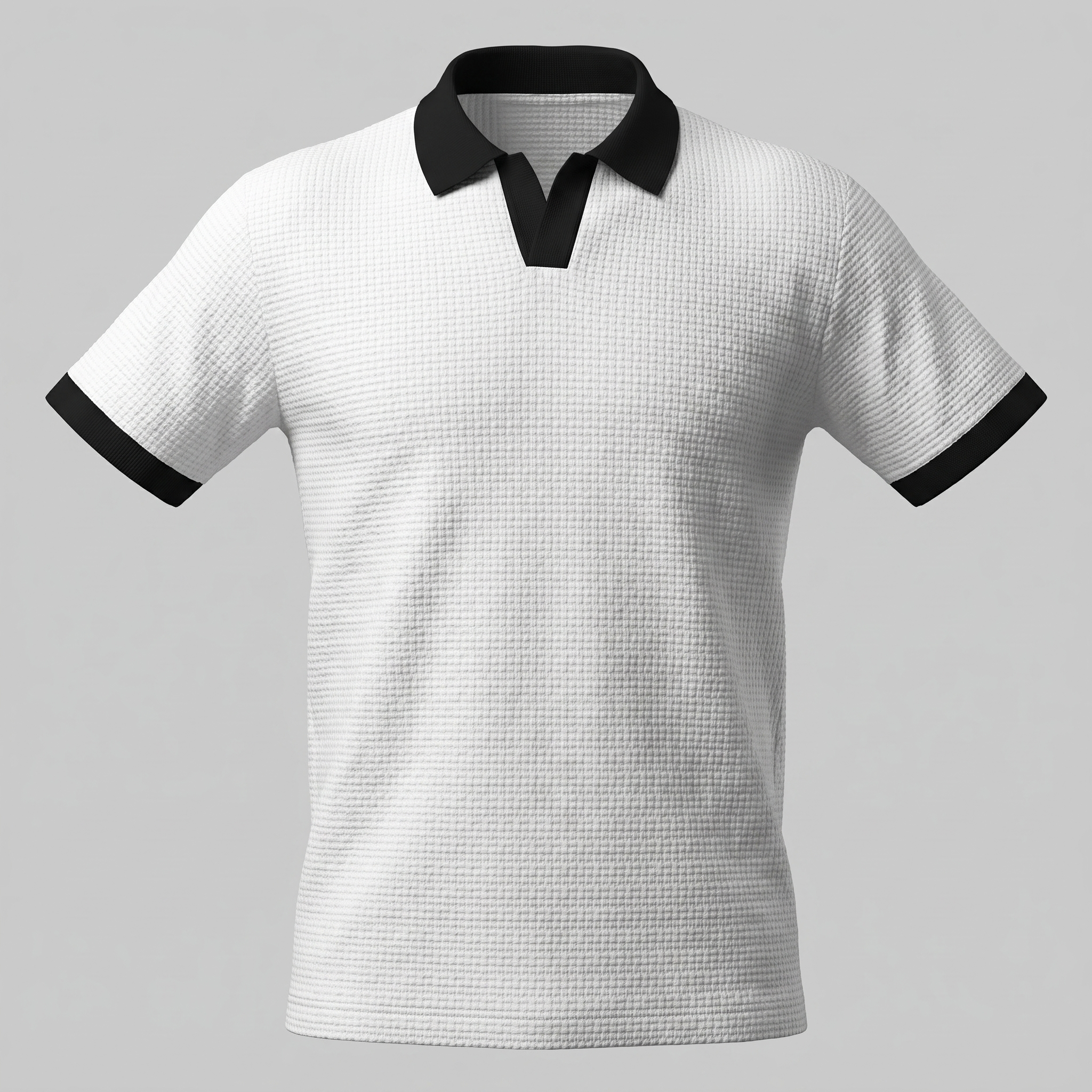 Men's Weave Contrast Trim Polo Shirt