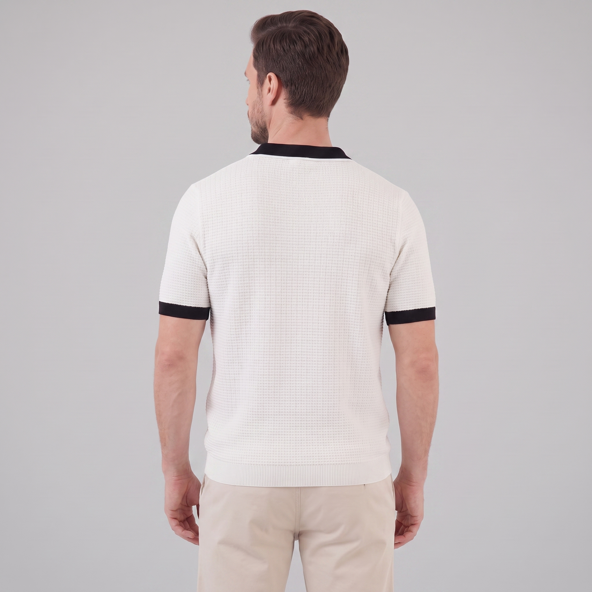 Men's Weave Contrast Trim Polo Shirt