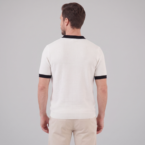 Men's Weave Contrast Trim Polo Shirt