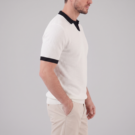 Men's Weave Contrast Trim Polo Shirt