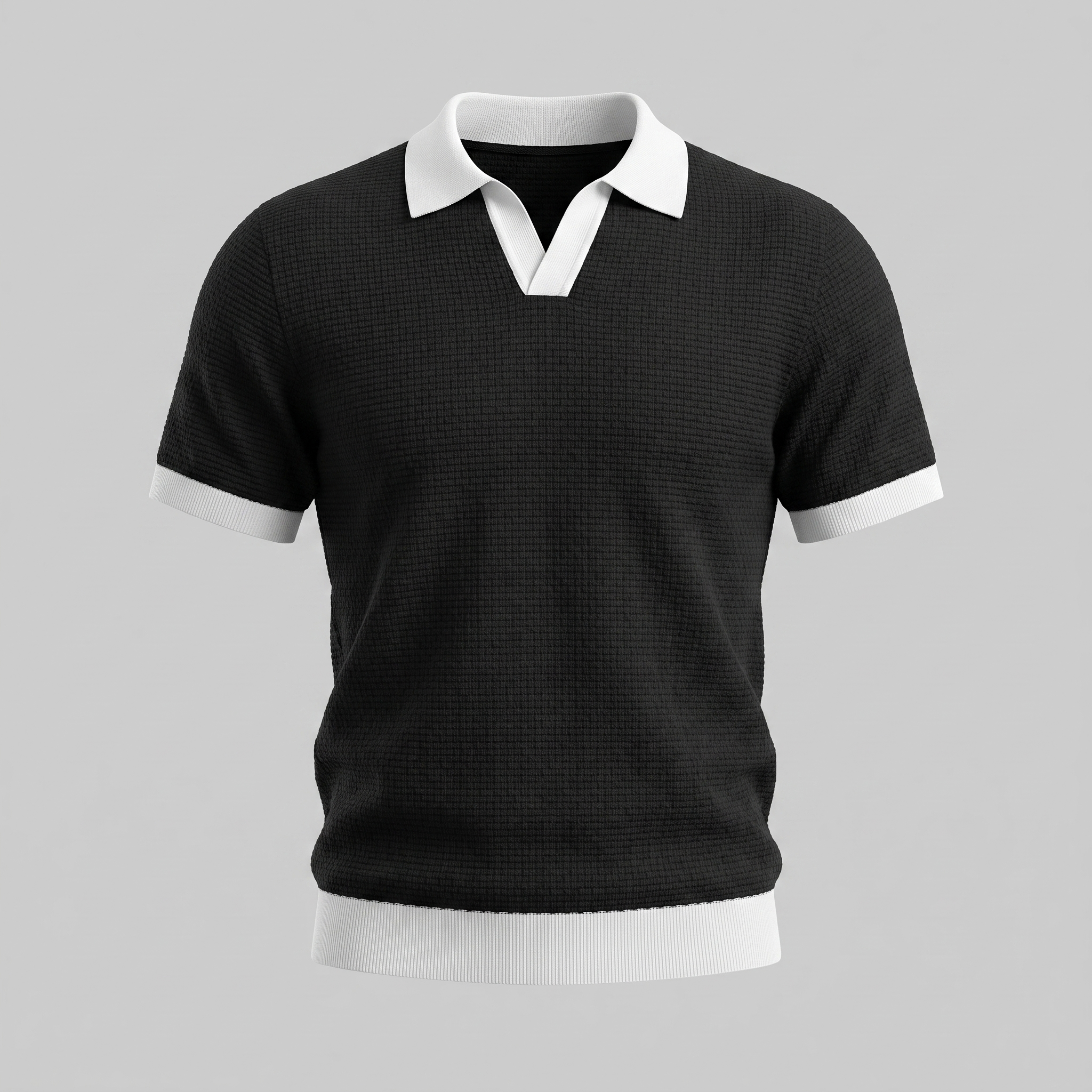 Men's Weave Contrast Trim Polo Shirt