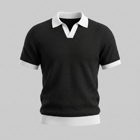 Men's Weave Contrast Trim Polo Shirt
