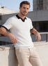 Men's Weave Contrast Trim Polo Shirt