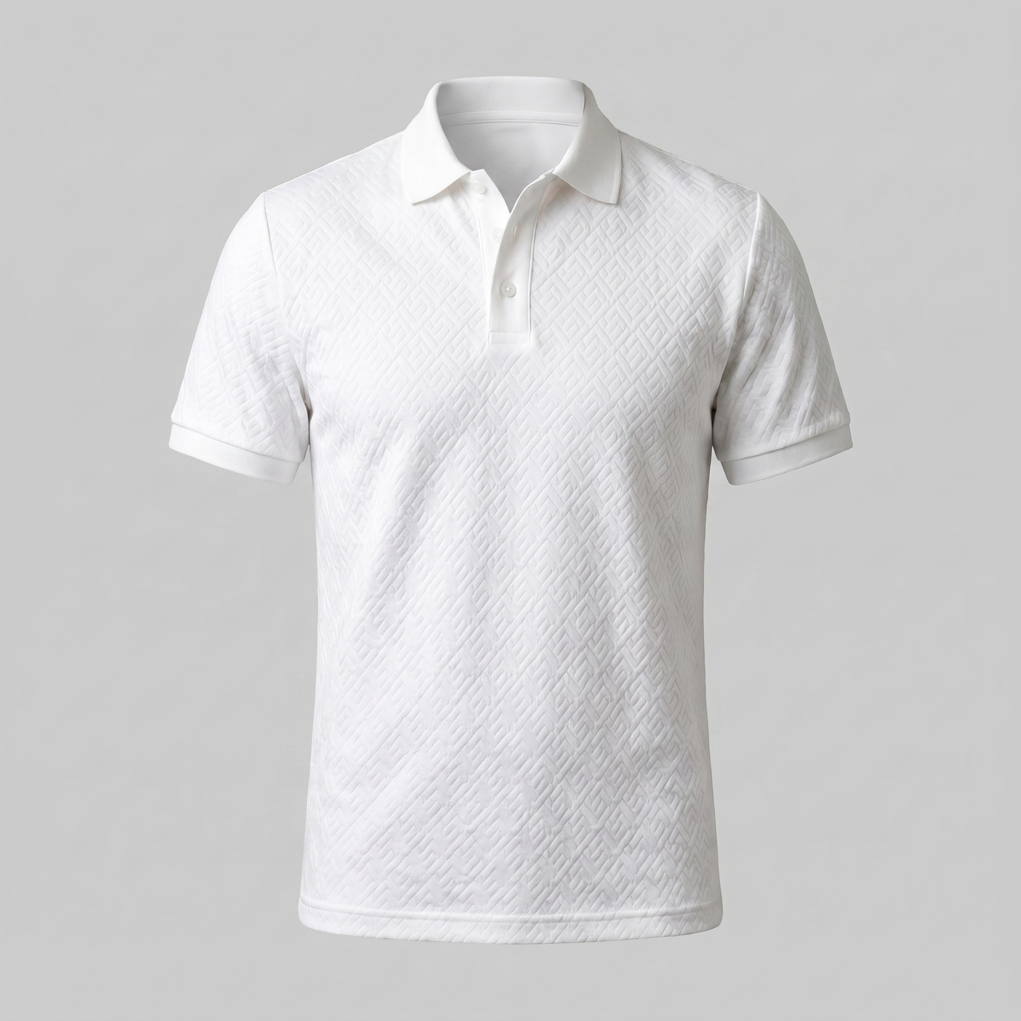 Men's White Textured Polo Shirt