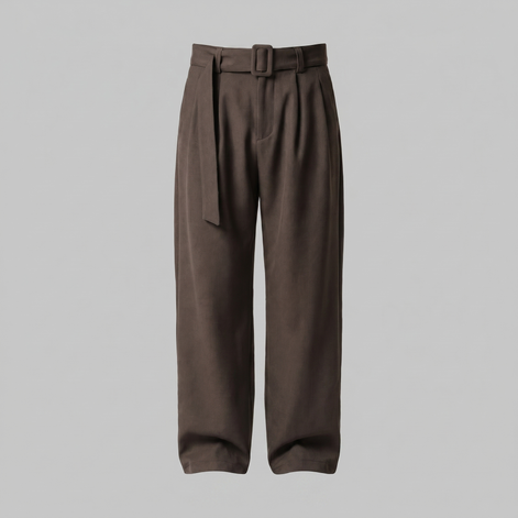 Men's Wide-Leg Belted Tailored Trousers