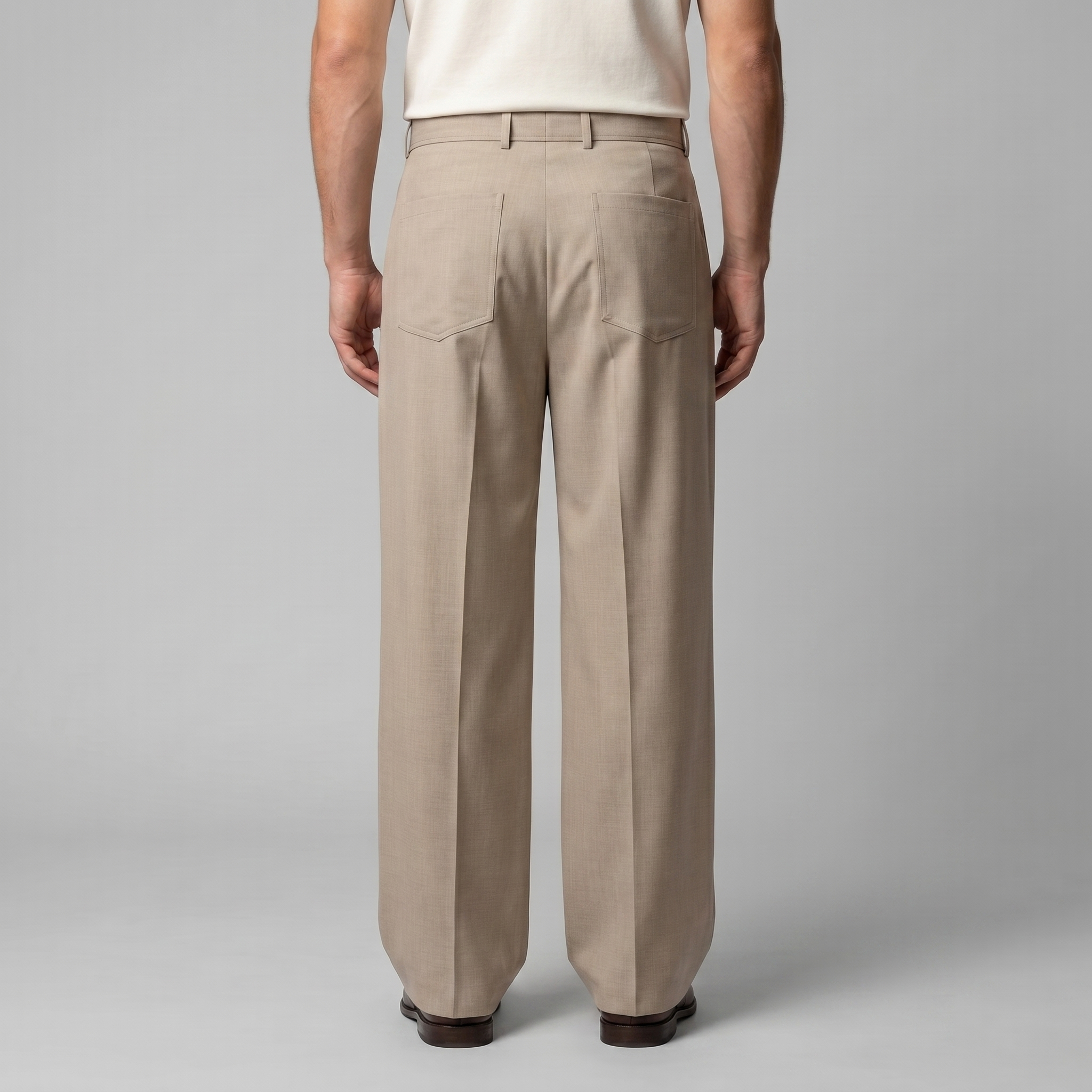 Men's Wide-Leg Belted Tailored Trousers