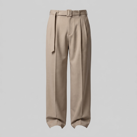 Men's Wide-Leg Belted Tailored Trousers