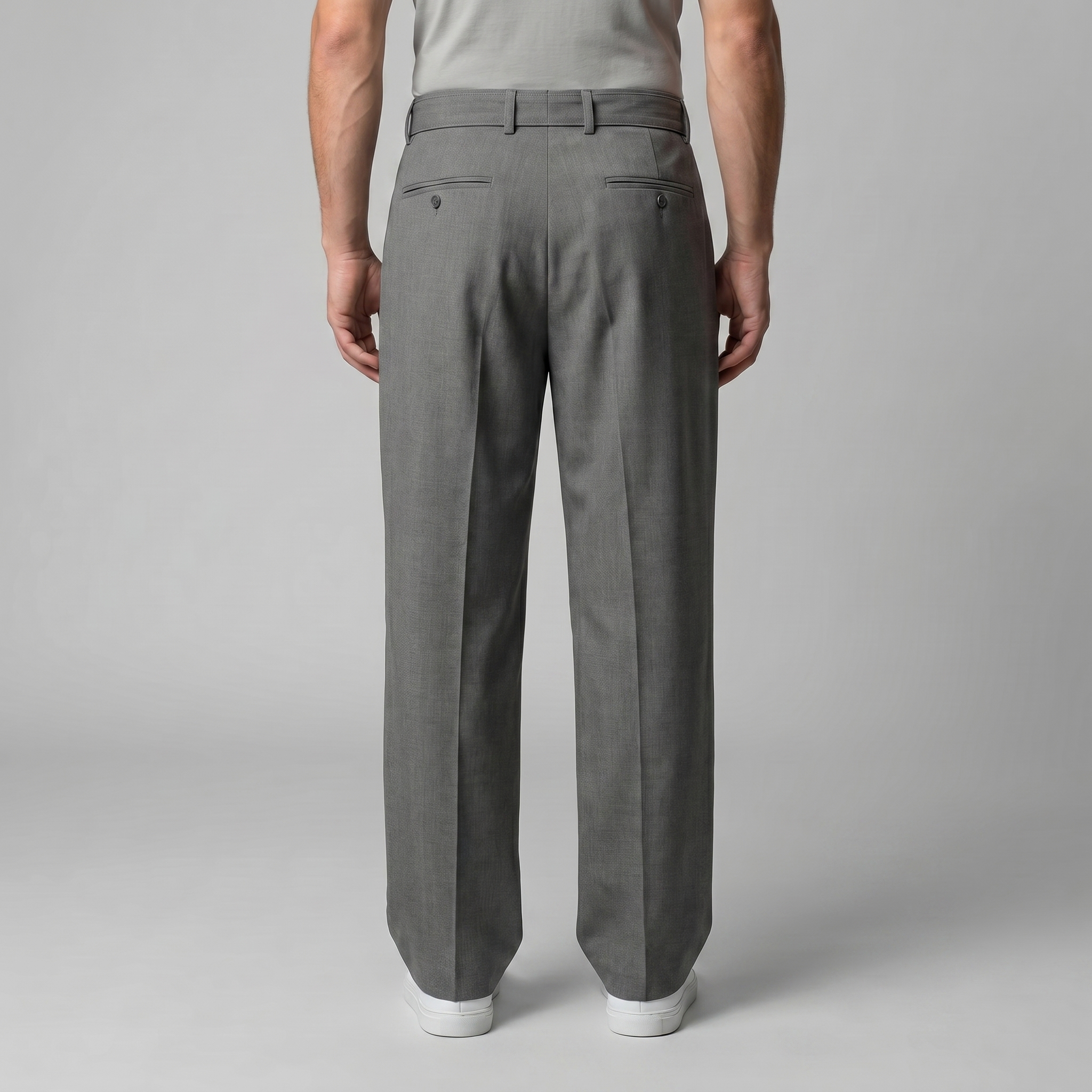 Men's Wide-Leg Belted Tailored Trousers