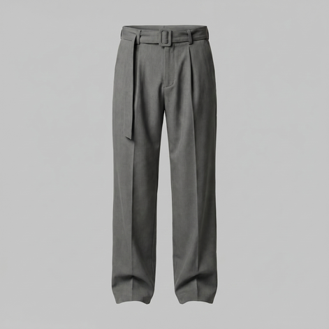 Men's Wide-Leg Belted Tailored Trousers