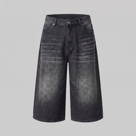 Men's Wide Leg Denim Shorts
