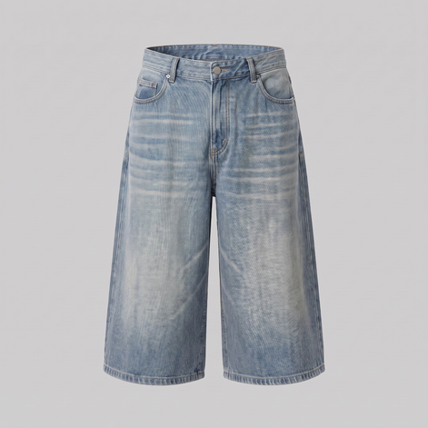 Men's Wide Leg Denim Shorts