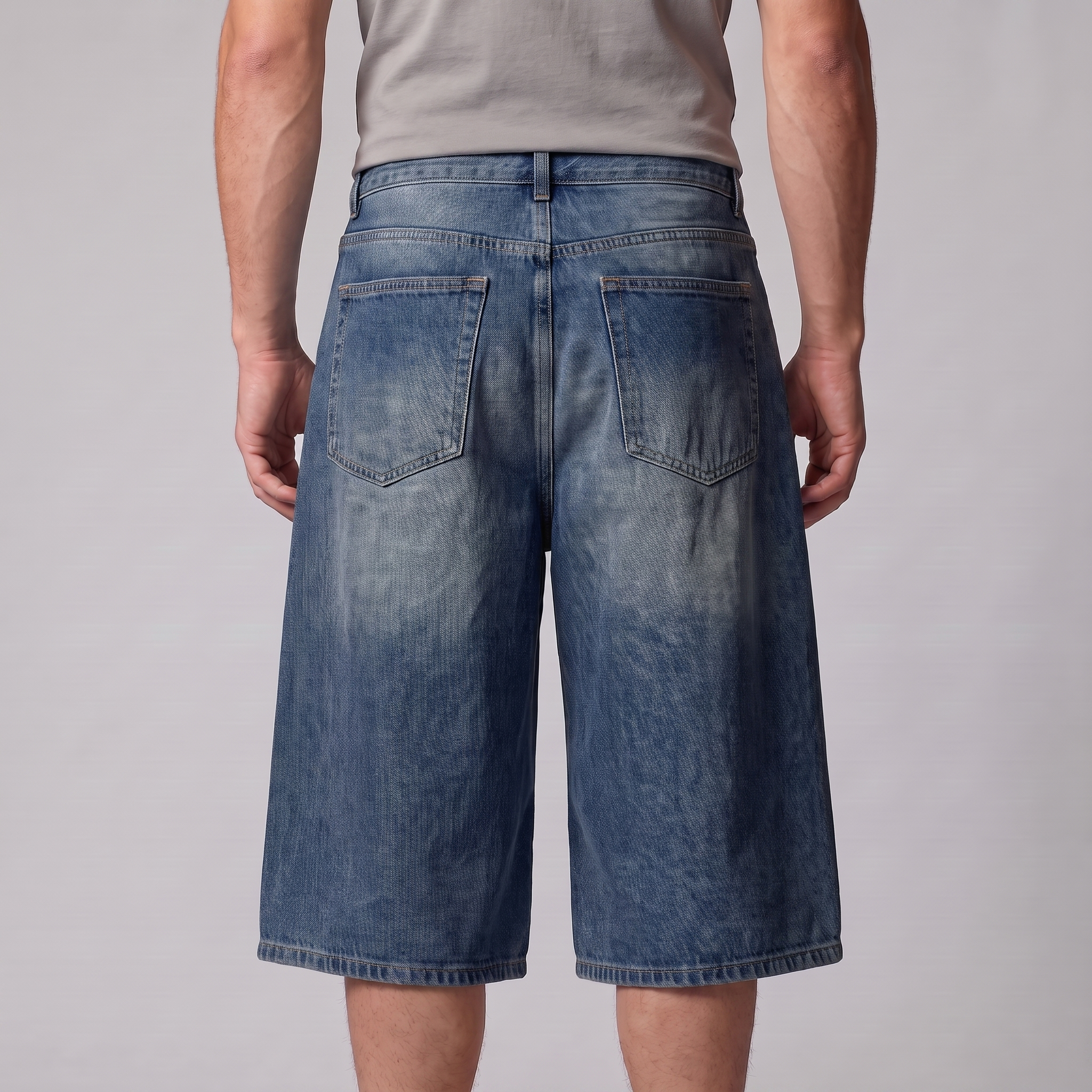 Men's Wide Leg Denim Shorts