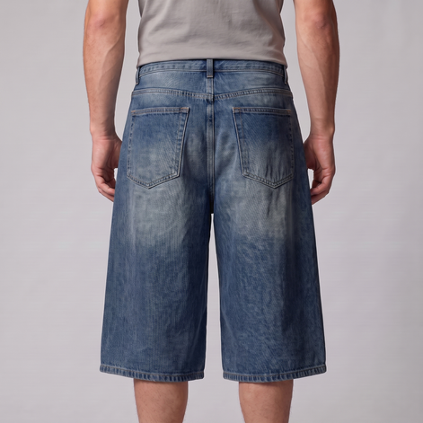 Men's Wide Leg Denim Shorts