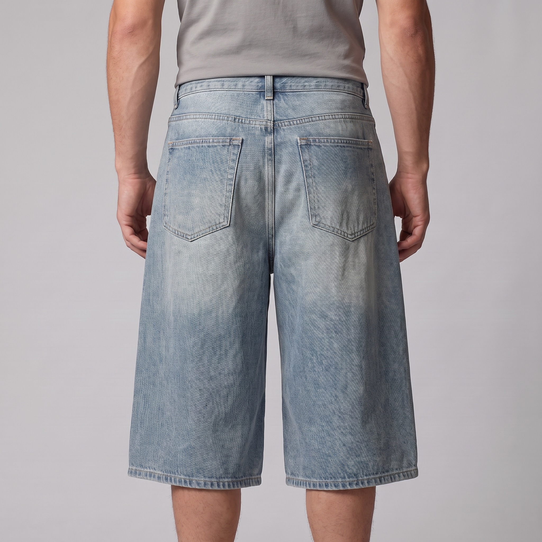 Men's Wide Leg Denim Shorts