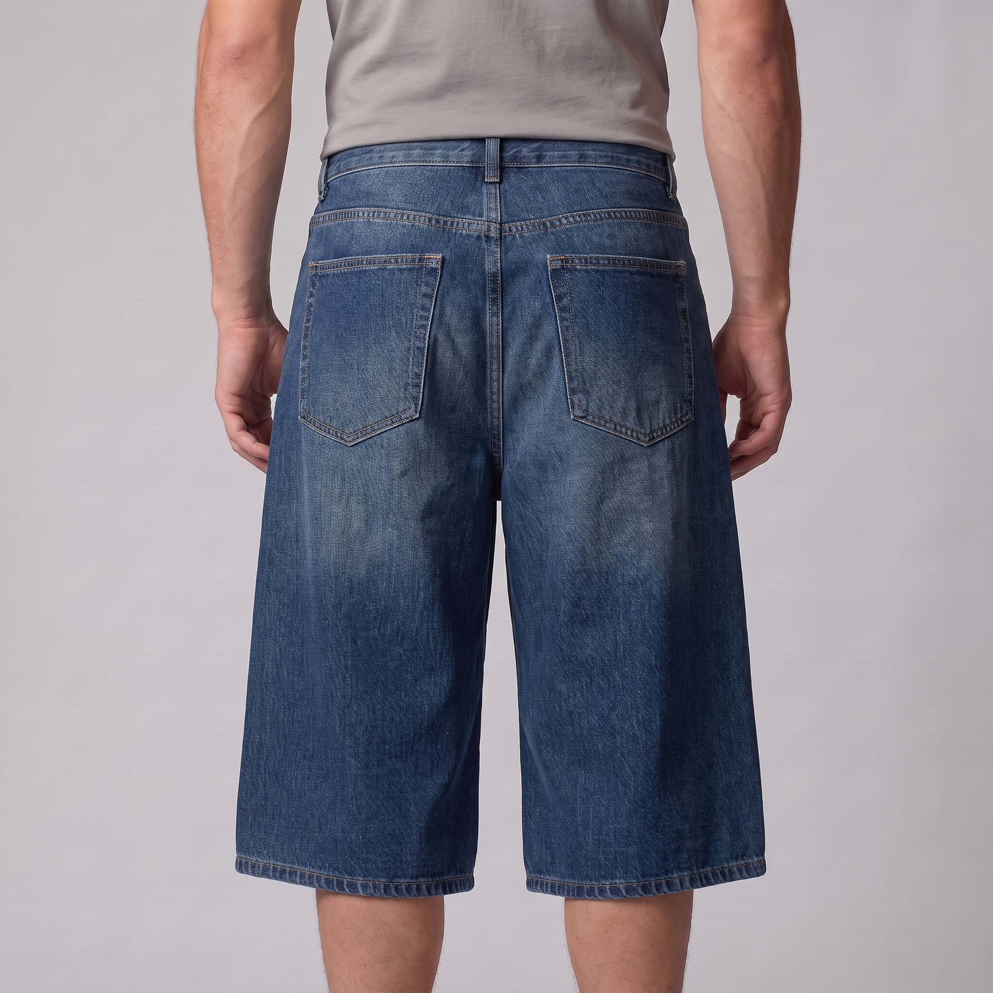 Men's Wide Leg Denim Shorts