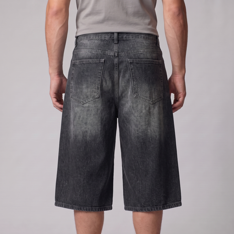 Men's Wide Leg Denim Shorts