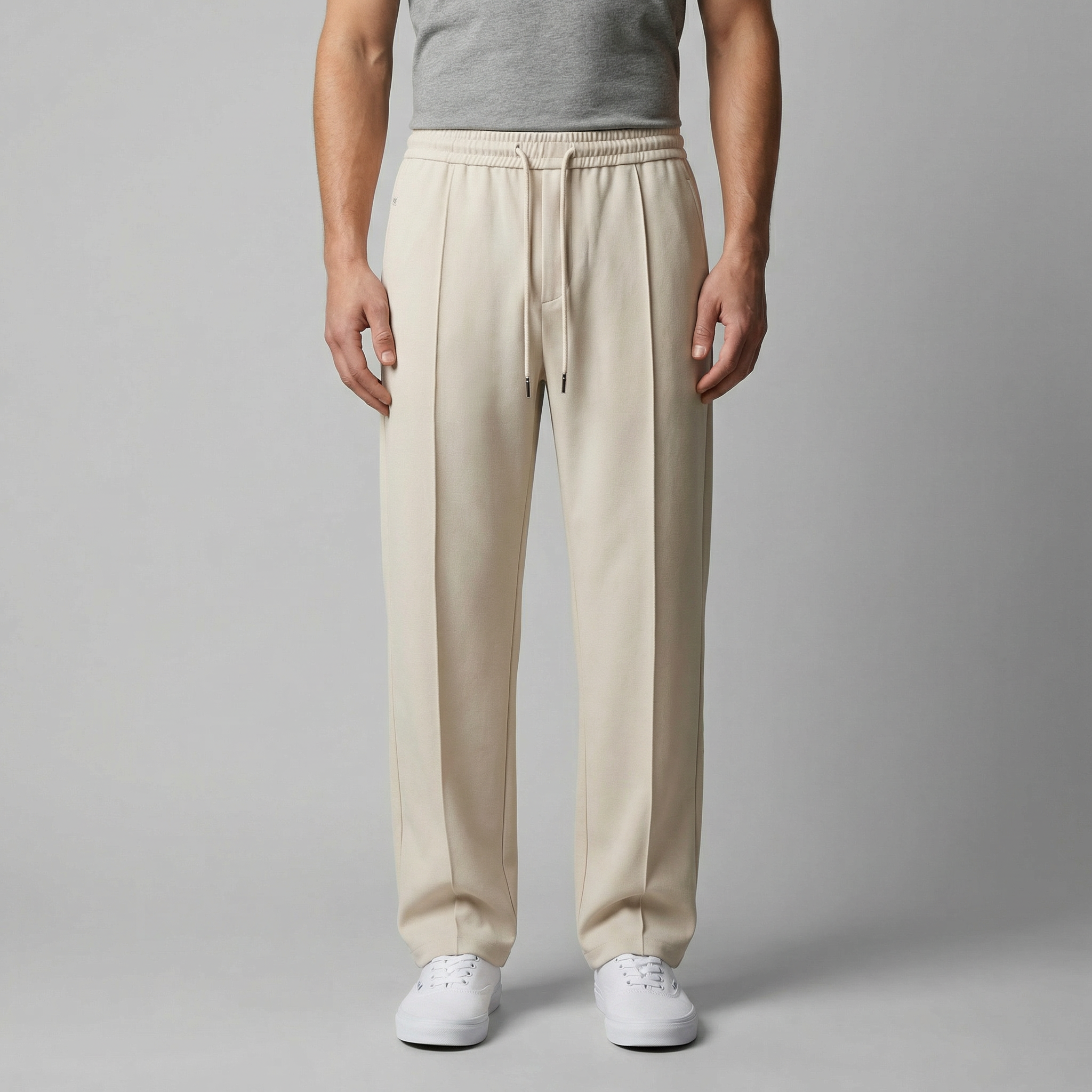 Men's Wide Leg Trousers with Drawstring