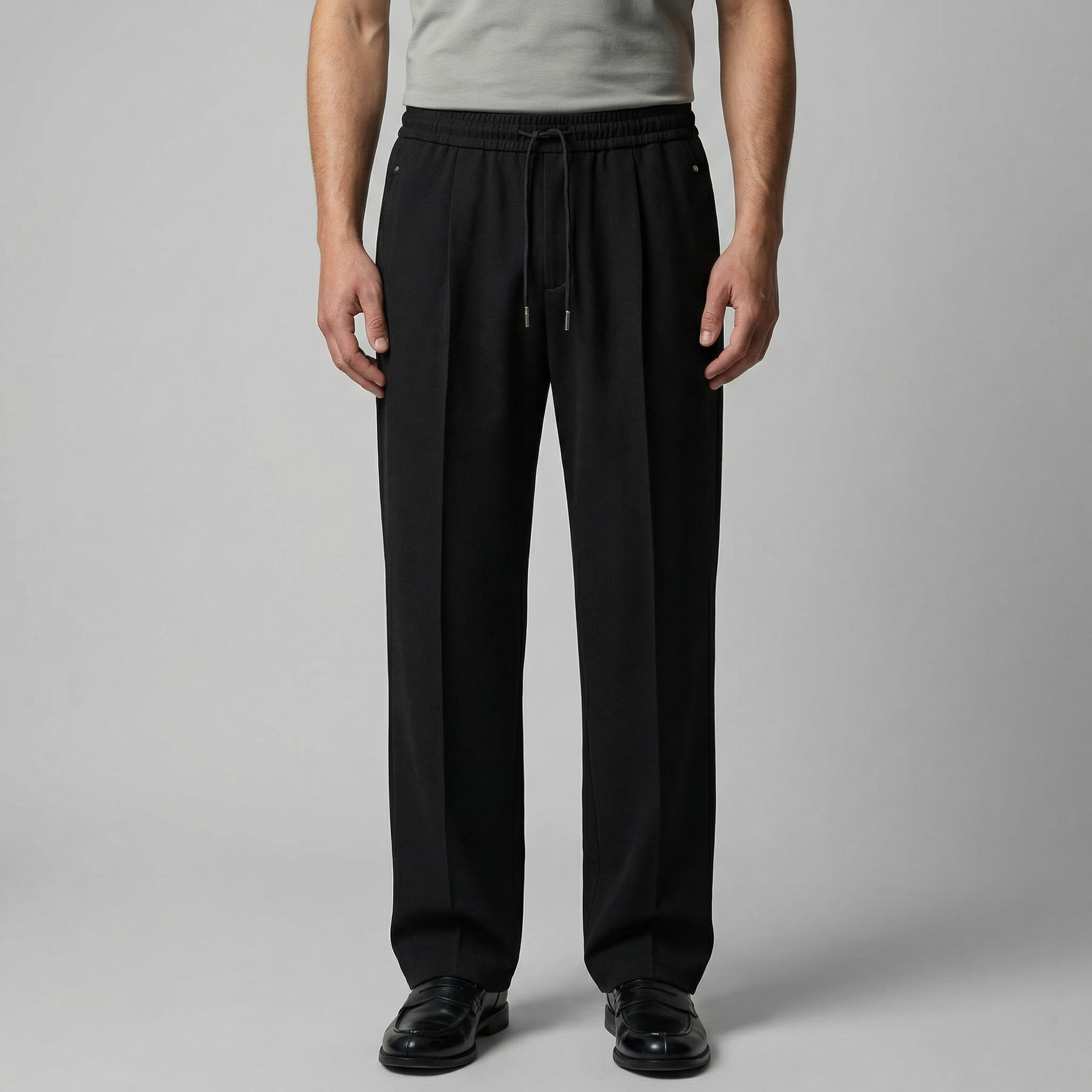 Men's Wide Leg Trousers with Drawstring