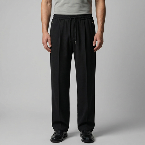 Men's Wide Leg Trousers with Drawstring