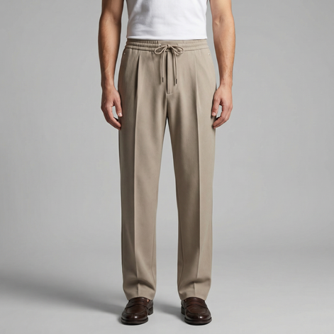 Men's Wide Leg Trousers with Drawstring