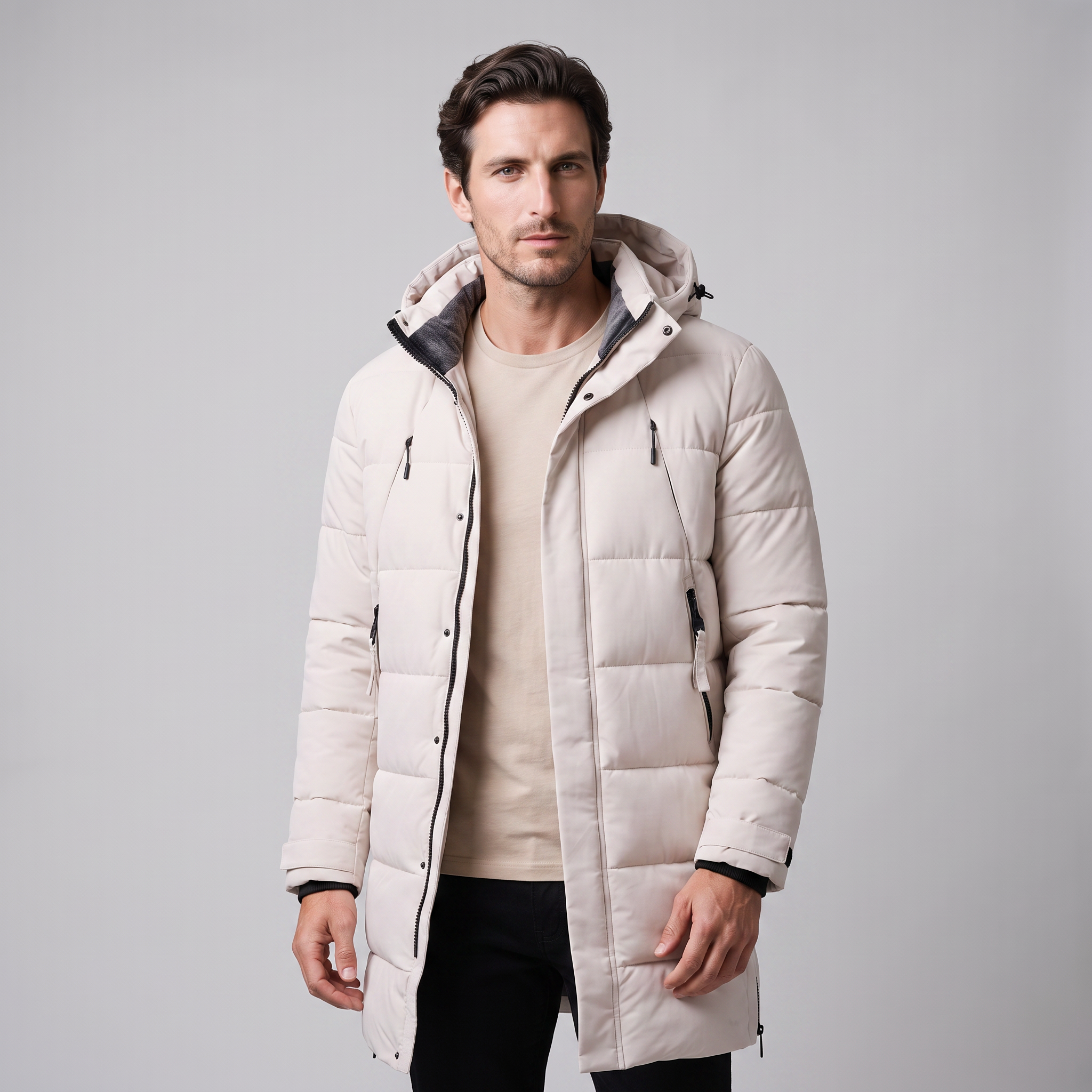 Men's Windproof Padded Parka Jacket