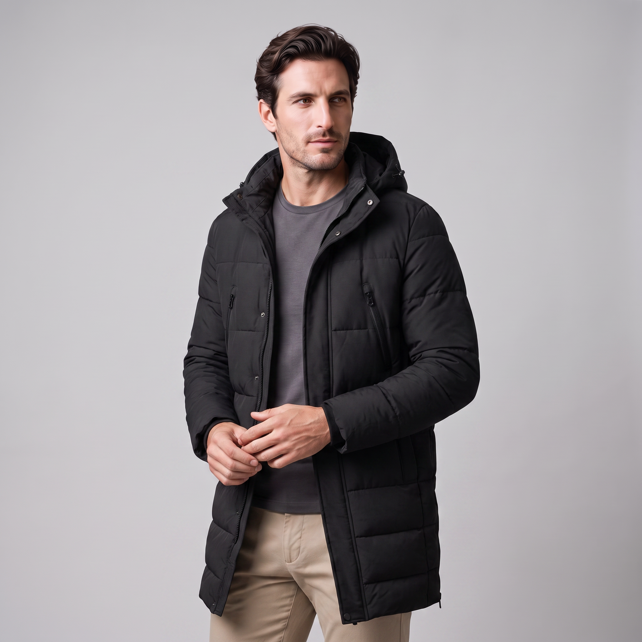 Men's Windproof Padded Parka Jacket