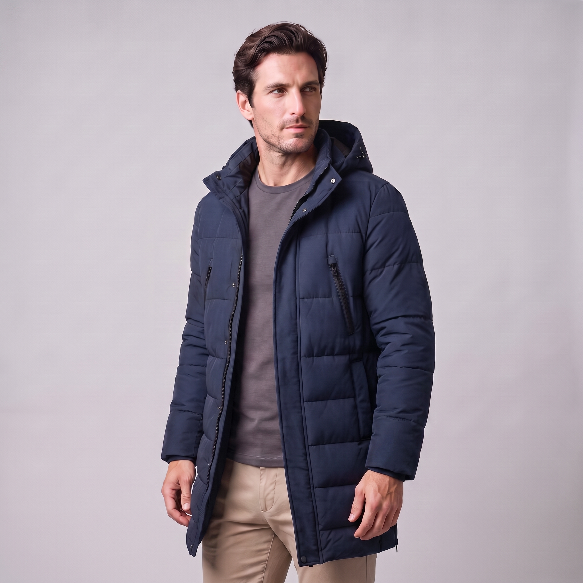 Men's Windproof Padded Parka Jacket