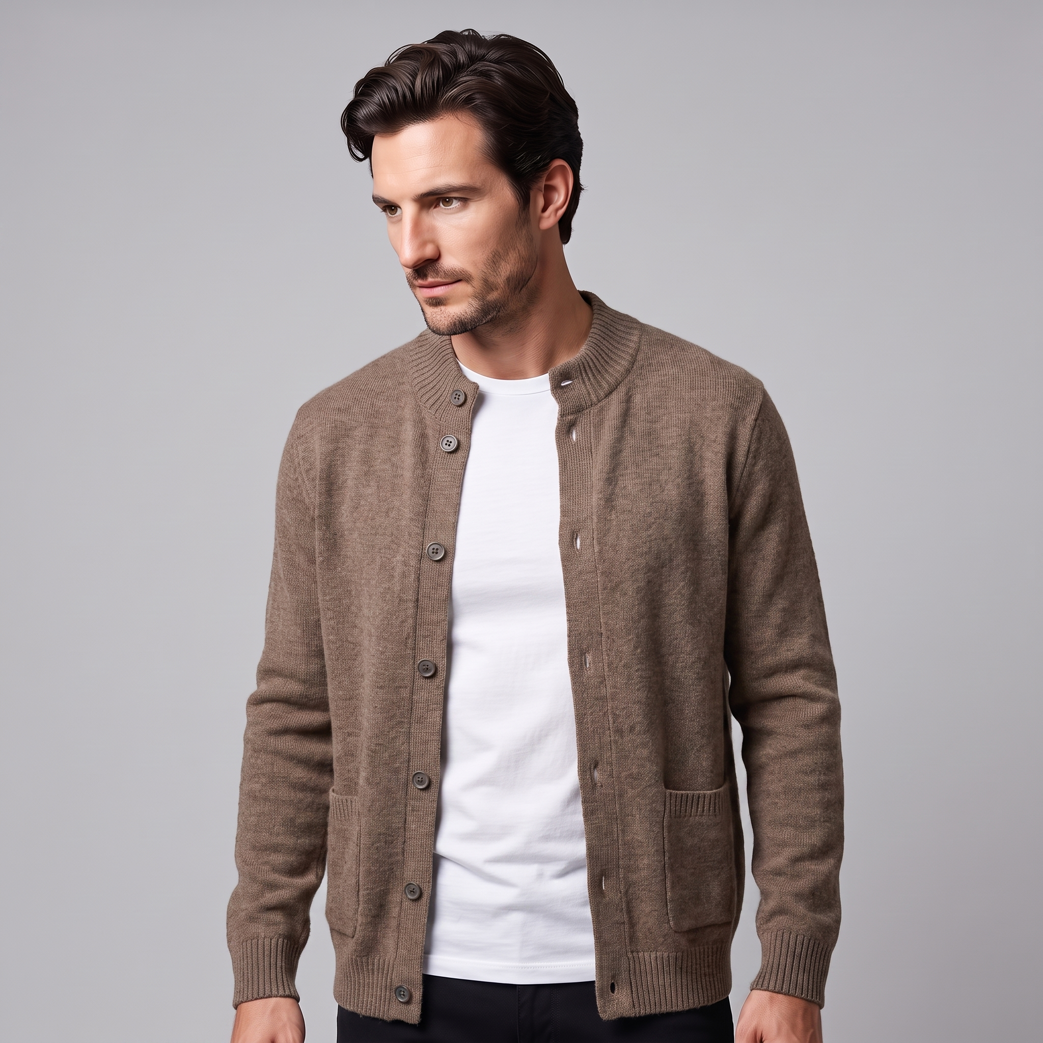 Men's Wool Button-Front Cardigan