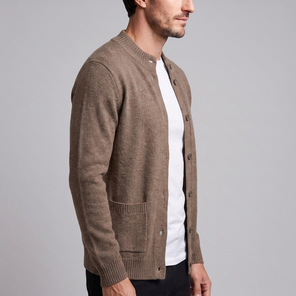 Men's Wool Button-Front Cardigan