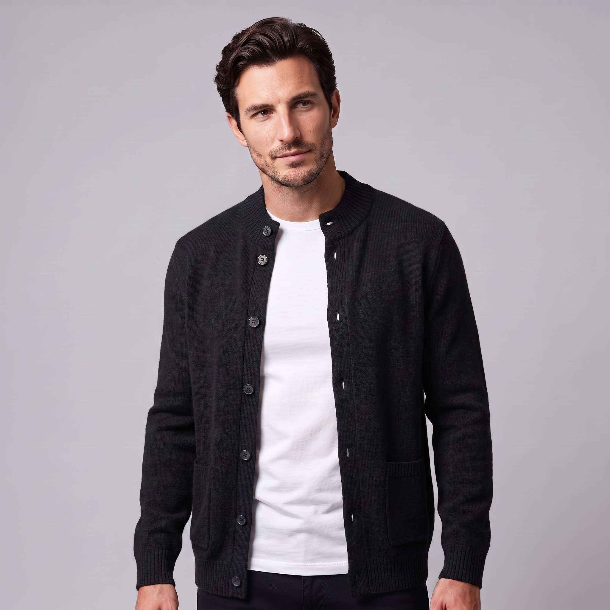 Men's Wool Button-Front Cardigan