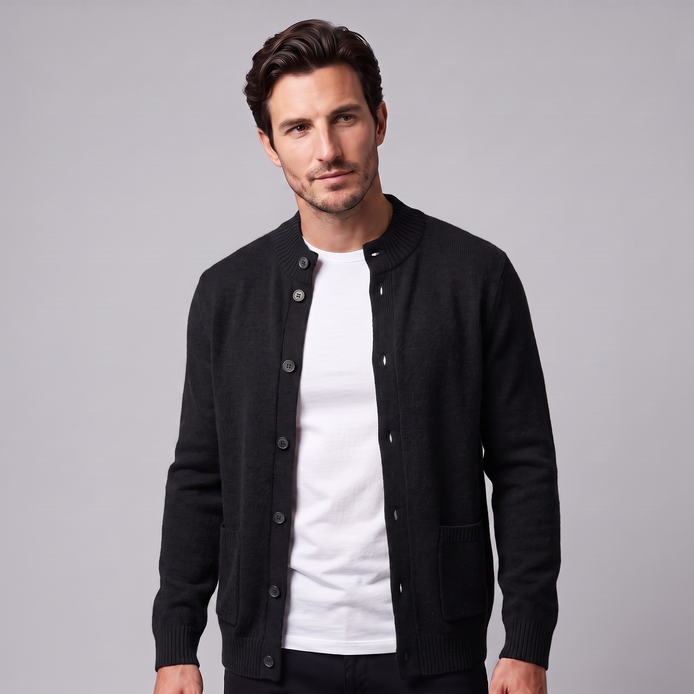 Men's Wool Button-Front Cardigan