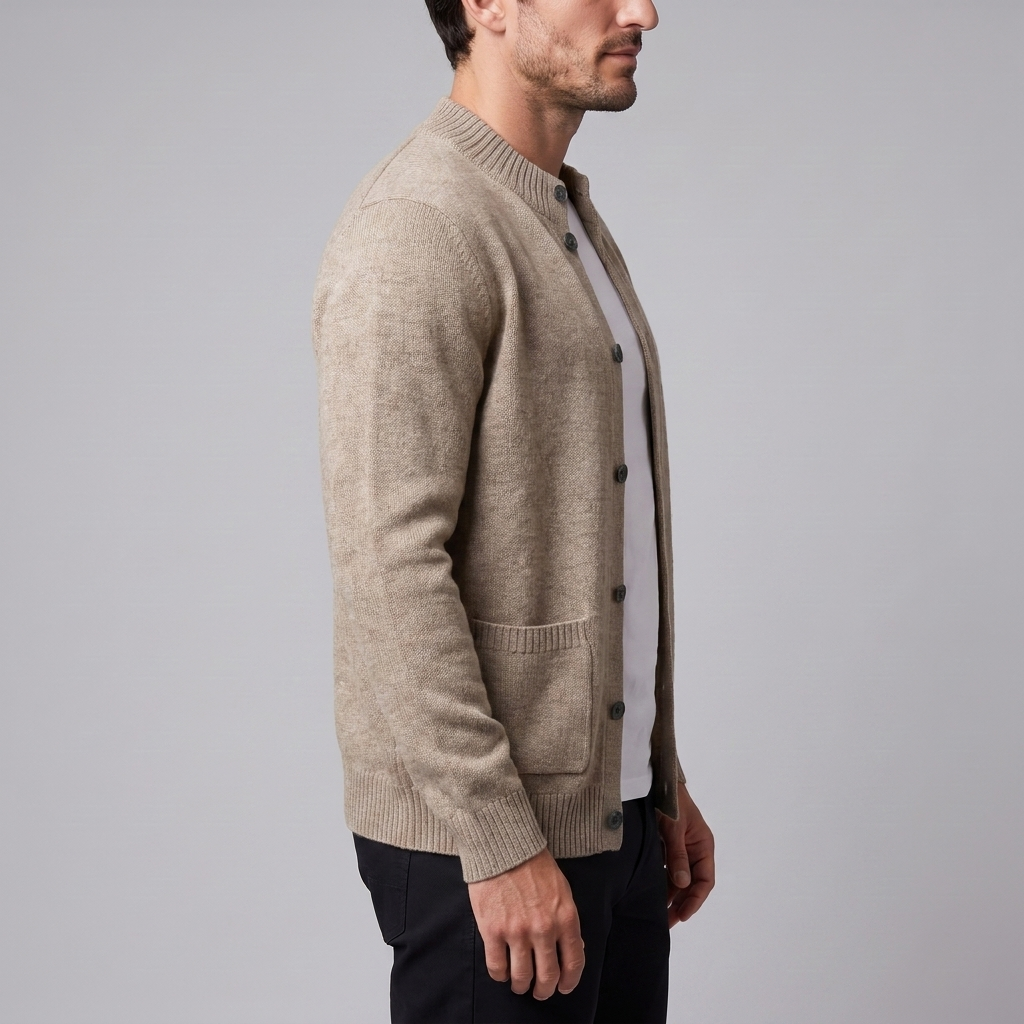 Men's Wool Button-Front Cardigan