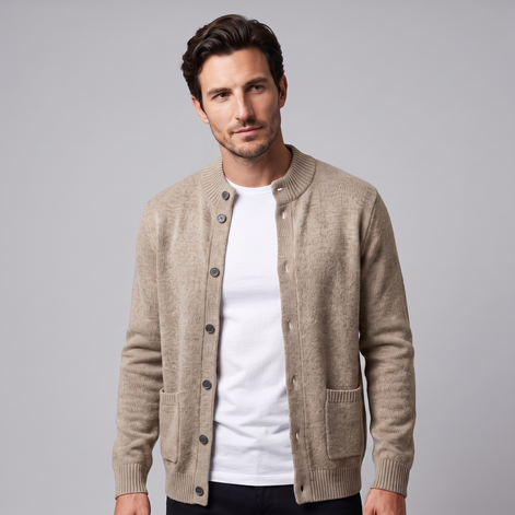 Men's Wool Button-Front Cardigan