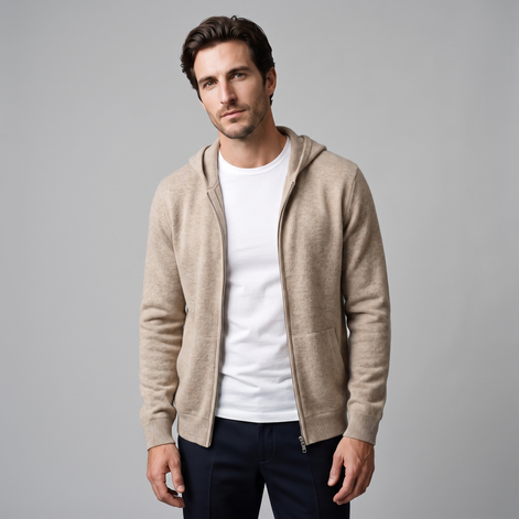 Men's Wool Full-Zip Knit Hooded Cardigan