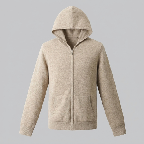 Men's Wool Full-Zip Knit Hooded Cardigan