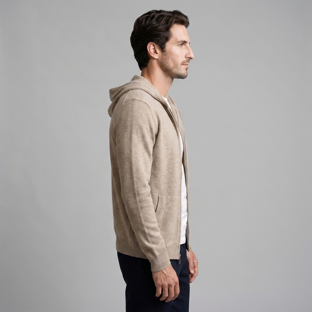Men's Wool Full-Zip Knit Hooded Cardigan