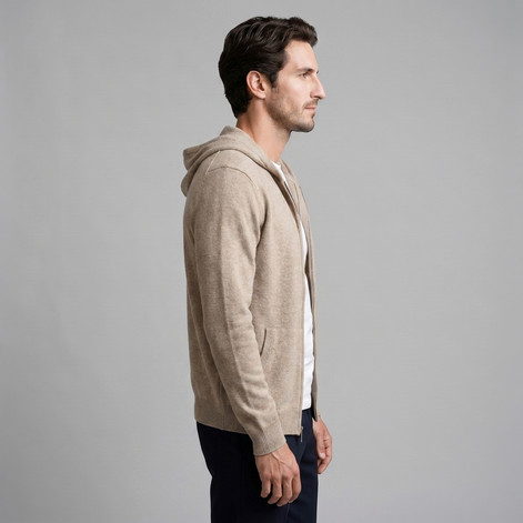 Men's Wool Full-Zip Knit Hooded Cardigan