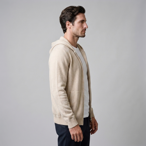 Men's Wool Full-Zip Knit Hooded Cardigan