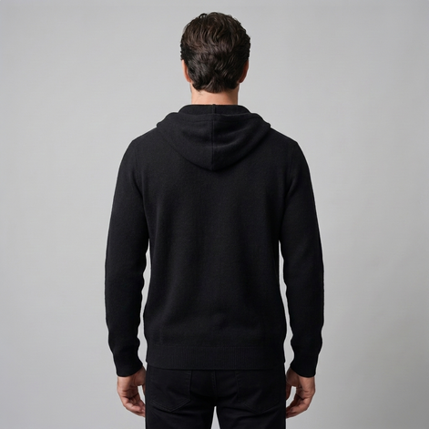 Men's Wool Full-Zip Knit Hooded Cardigan