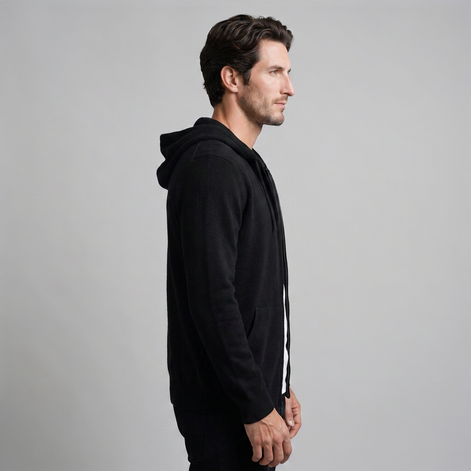 Men's Wool Full-Zip Knit Hooded Cardigan