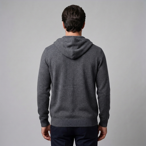 Men's Wool Full-Zip Knit Hooded Cardigan
